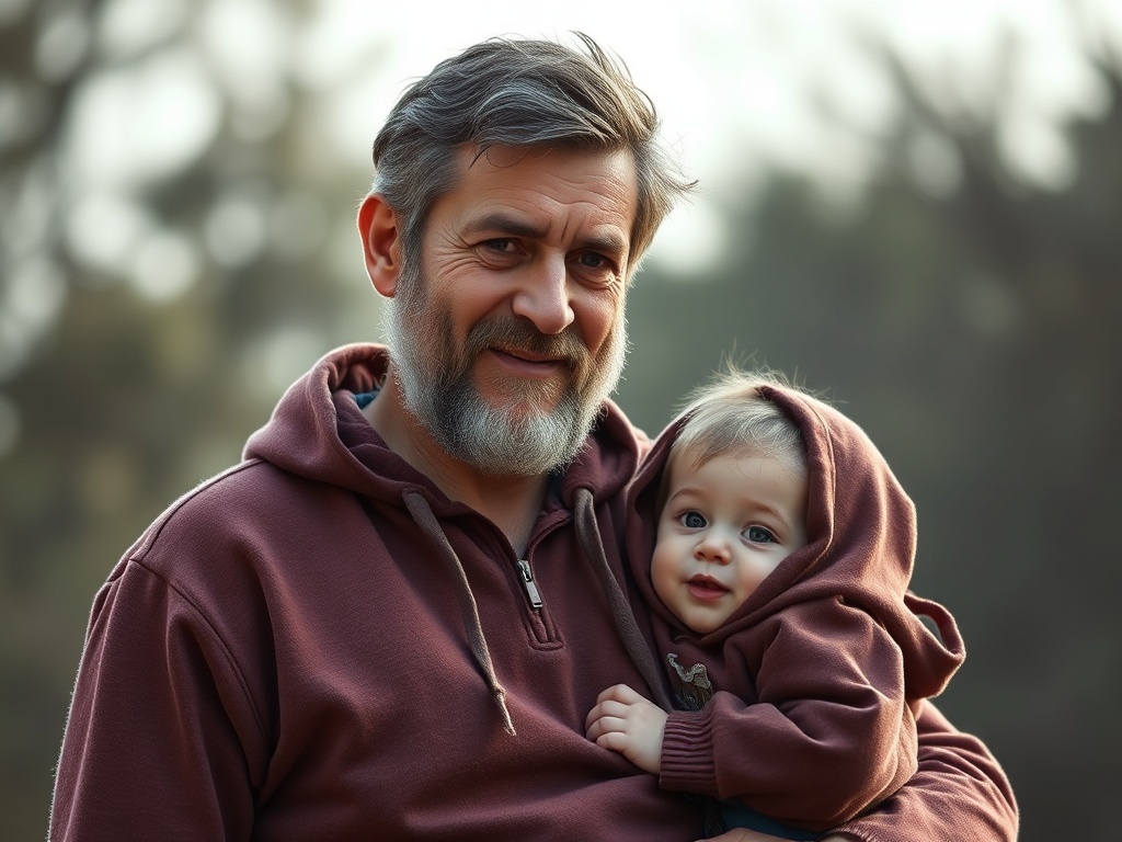 Un padre con su hijo pequeño, ilustración simple