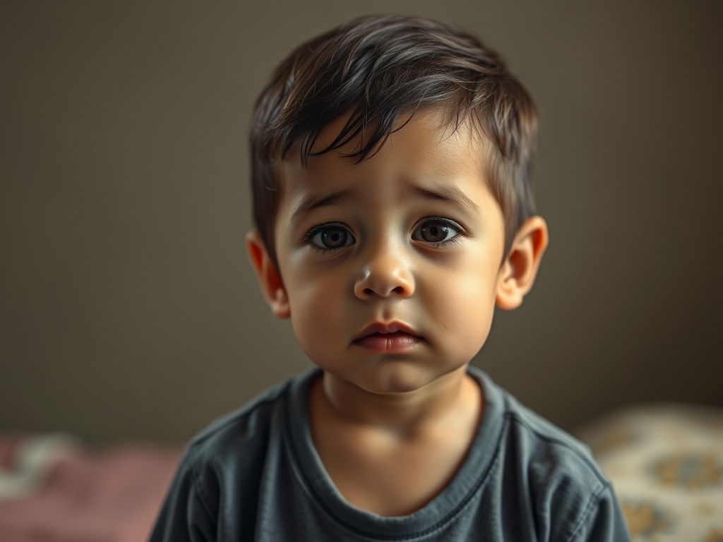 Un niño solo, sin hermanos, ilustración simple