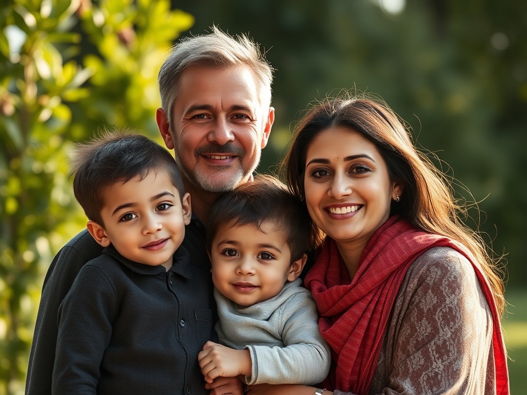 Una familia con padre, madre e hijo mayor juntos, ilustración simple