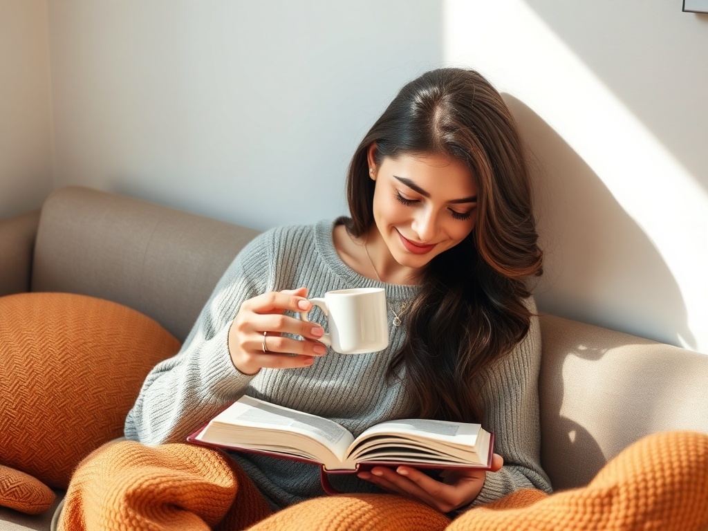 Una persona sola leyendo, ilustración simple