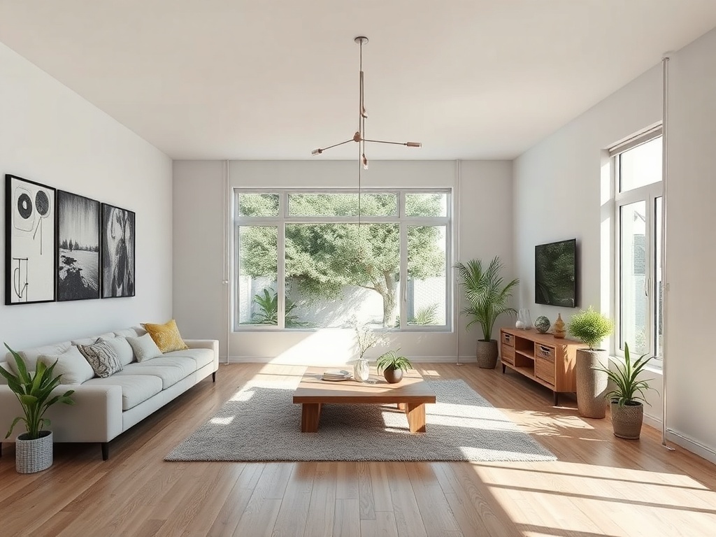 Una habitación grande y espaciosa, ilustración simple