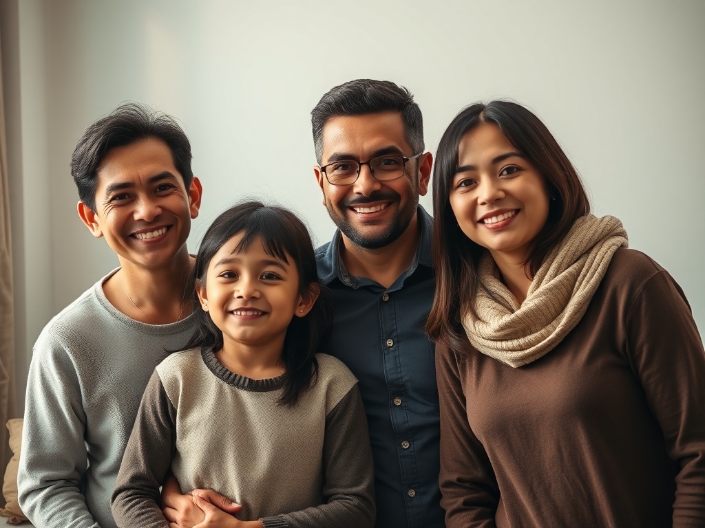 Una familia de cuatro personas, ilustración simple