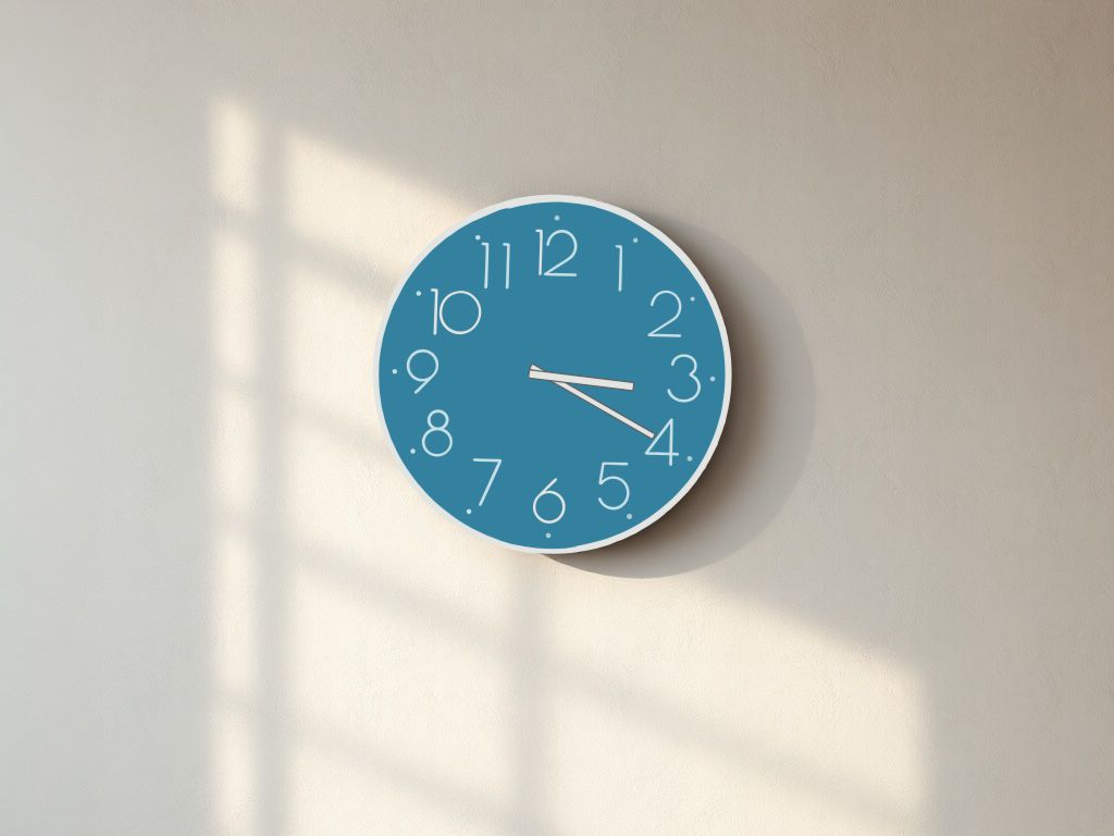 Un reloj marcando las 3:20, ilustración simple