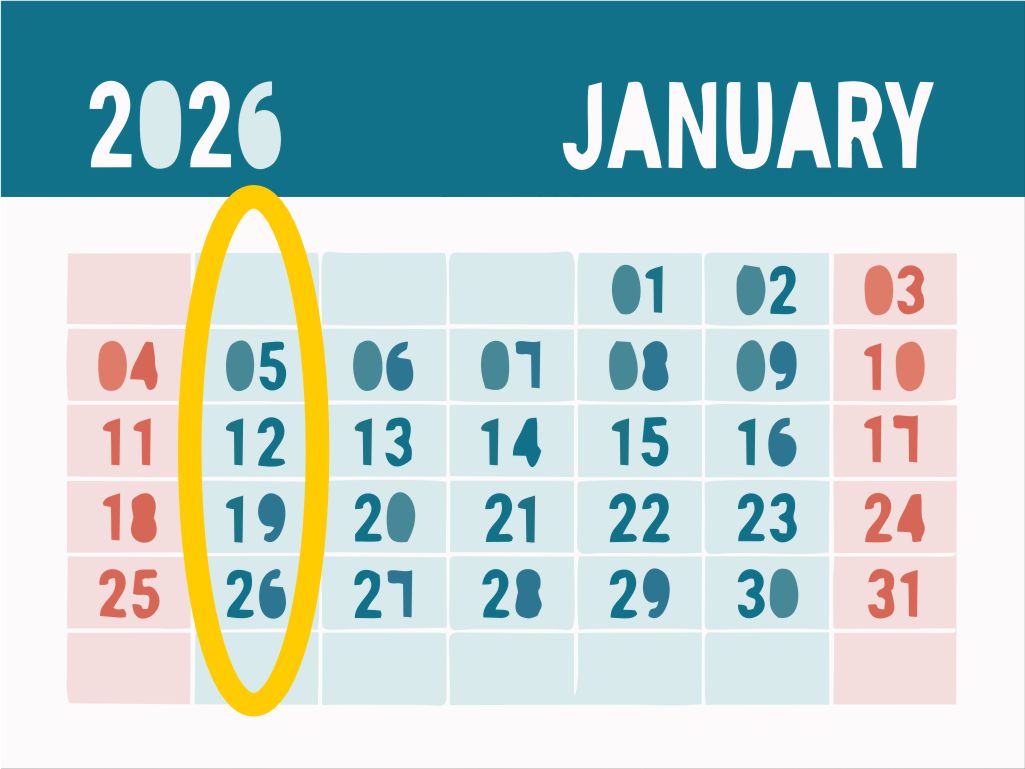 Un calendario marcando lunes, ilustración simple