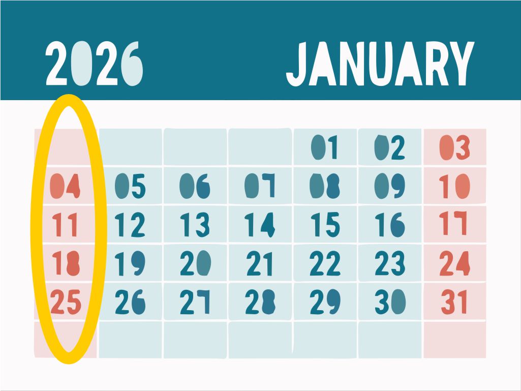 Un calendario marcando domingo, ilustración simple