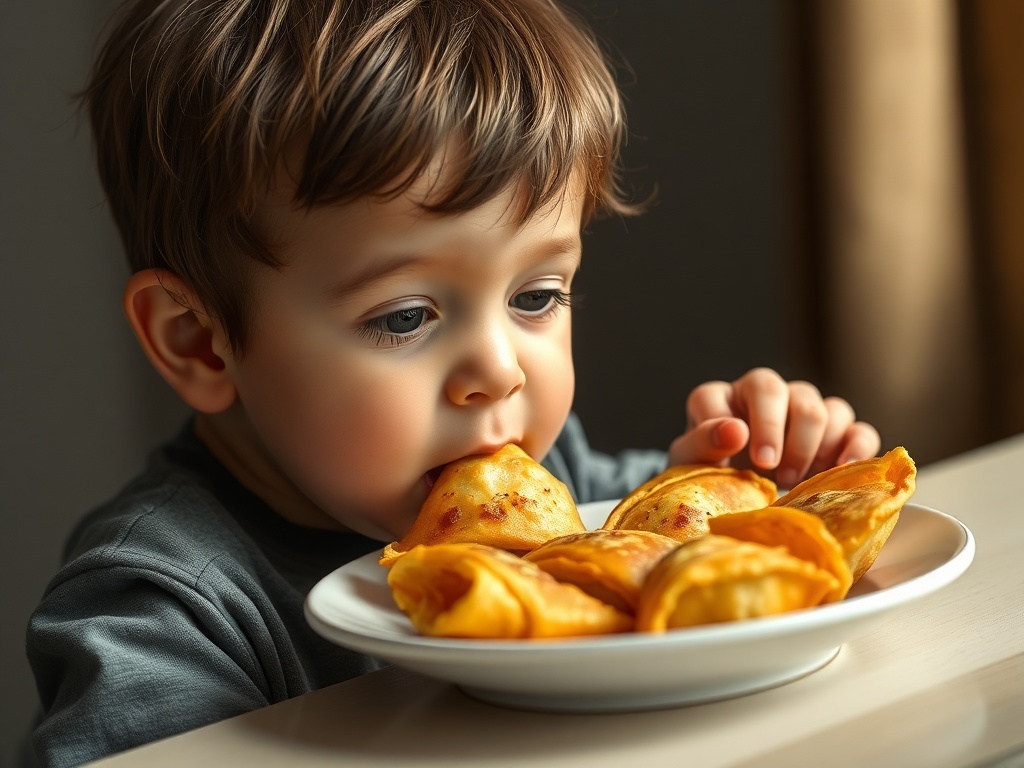 Una persona sola comiendo, ilustración simple