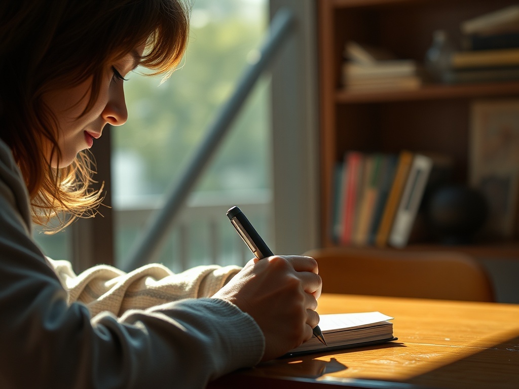 Una persona escribiendo en este momento, con líneas de acción, ilustración simple, para representar 正在