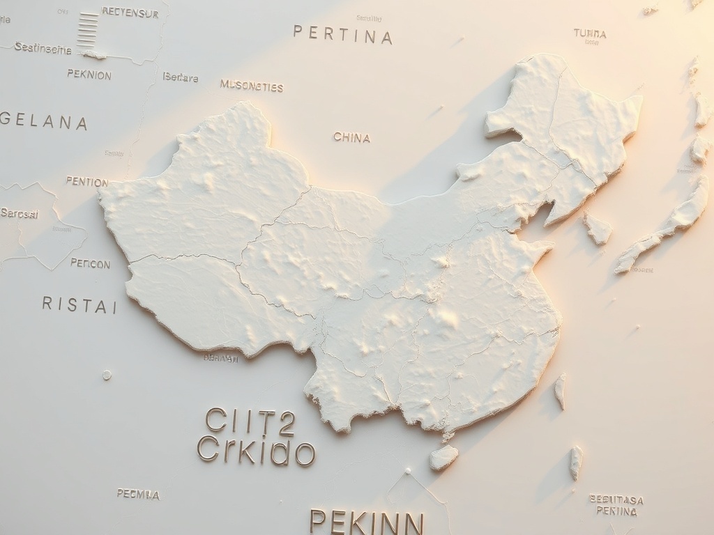 Un mapa de China señalando Pekín, ilustración simple