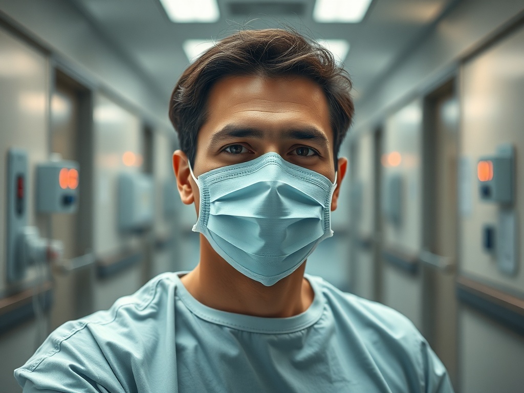 Una persona en un hospital, ilustración simple