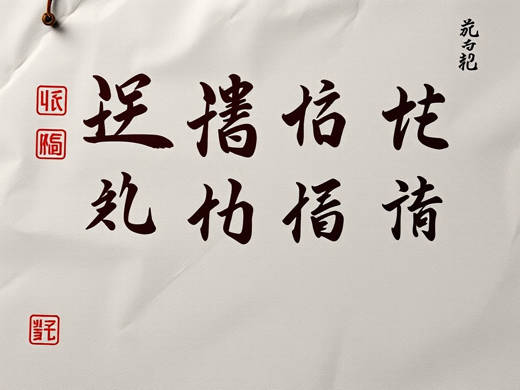 Caracteres chinos escritos en un papel, ilustración simple, para representar 汉字