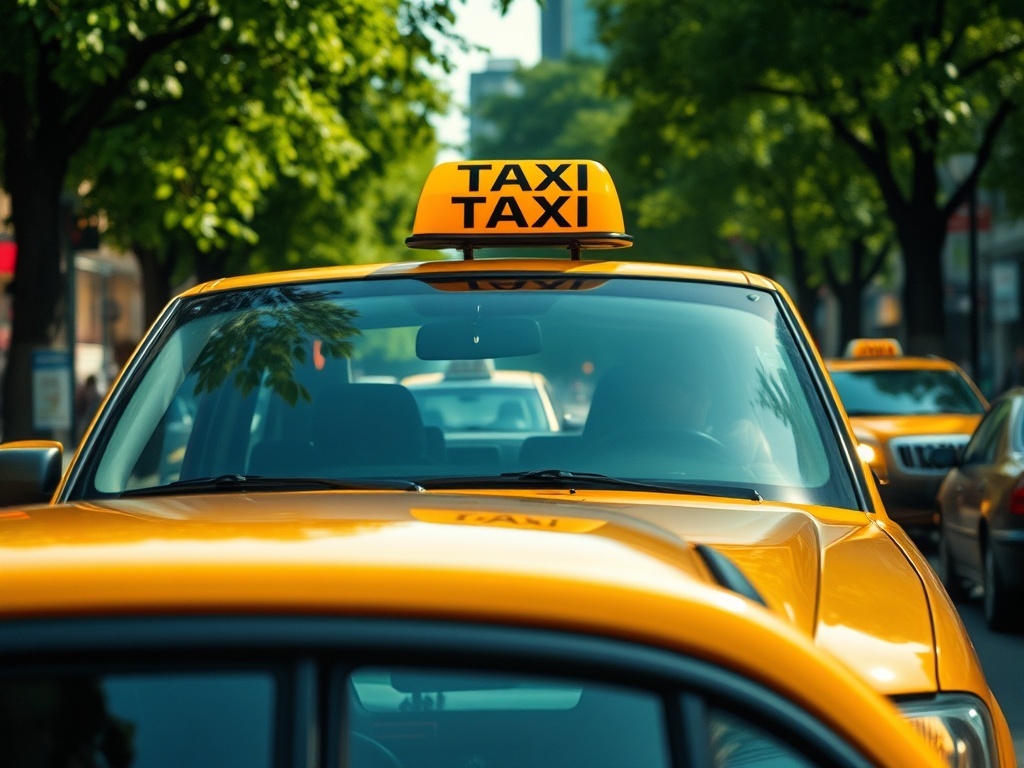 Un taxi, ilustración simple