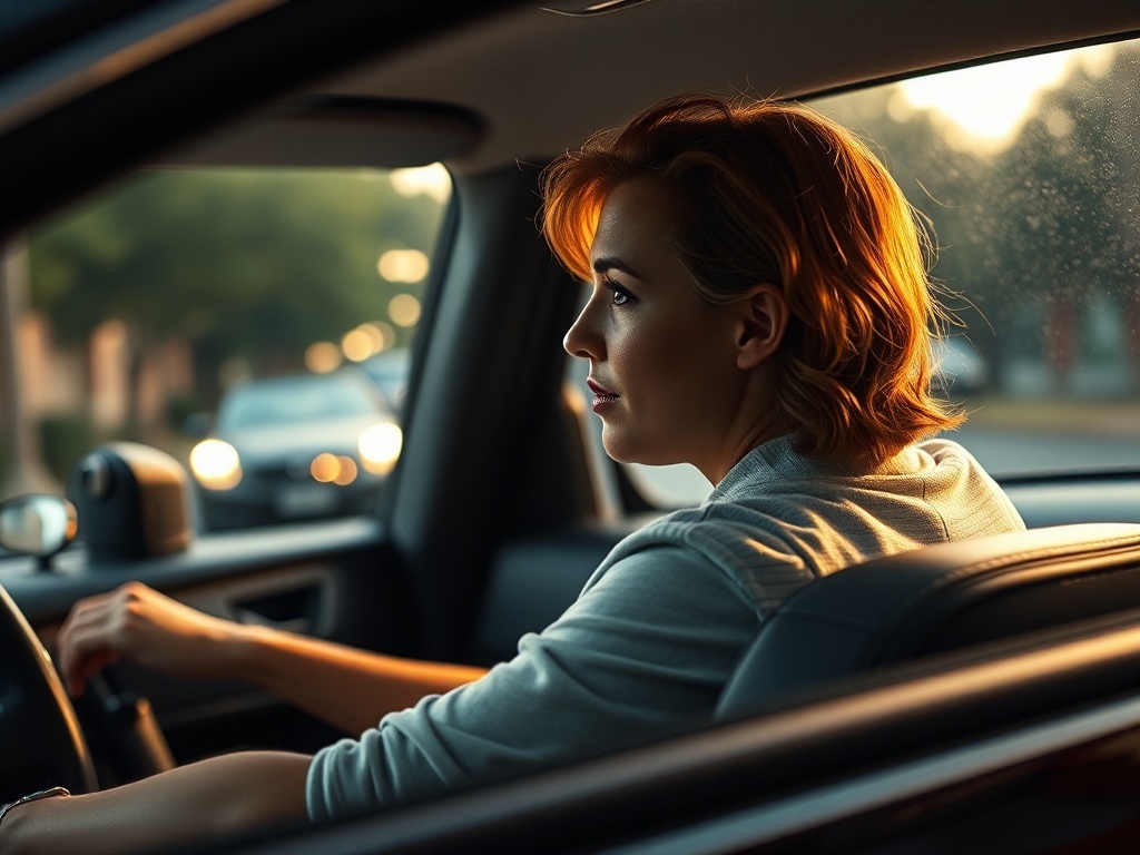 Una persona conduciendo un coche, ilustración simple