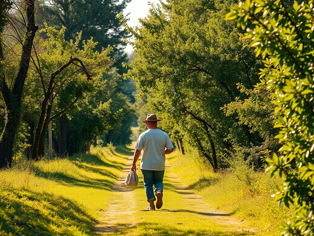Una persona caminando sola, ilustración simple