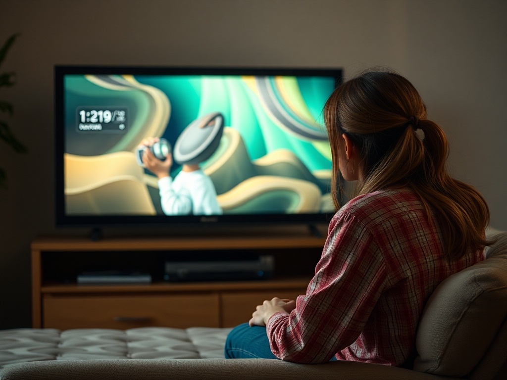 Una persona viendo la televisión, ilustración simple