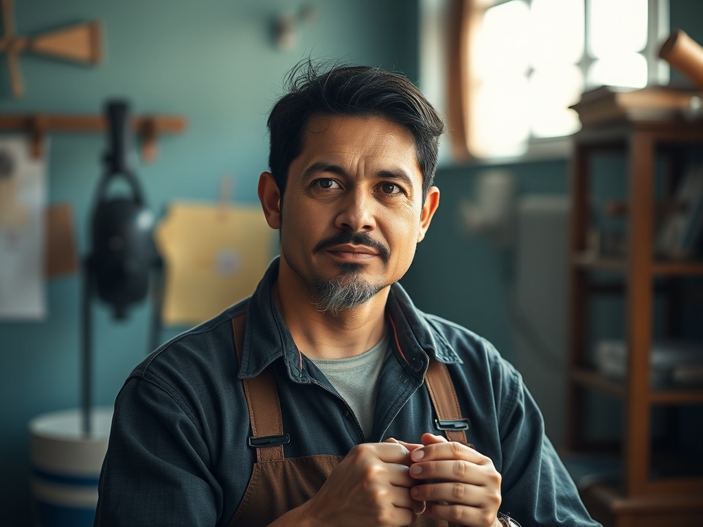 Una persona sola trabajando, ilustración simple