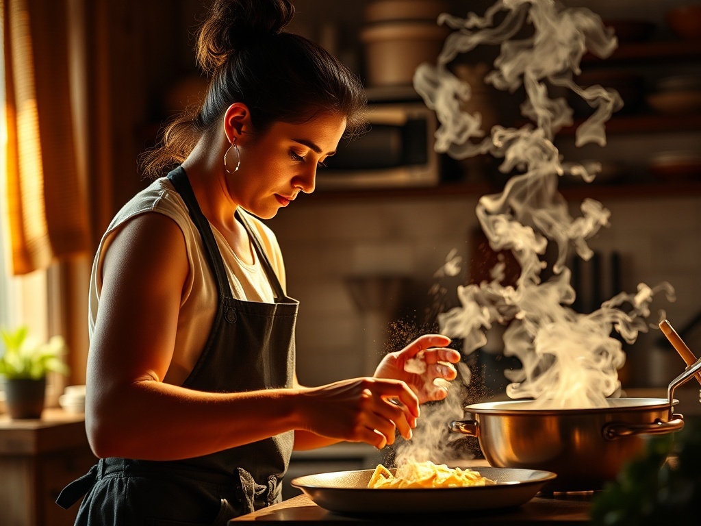 Una persona cocinando, ilustración simple