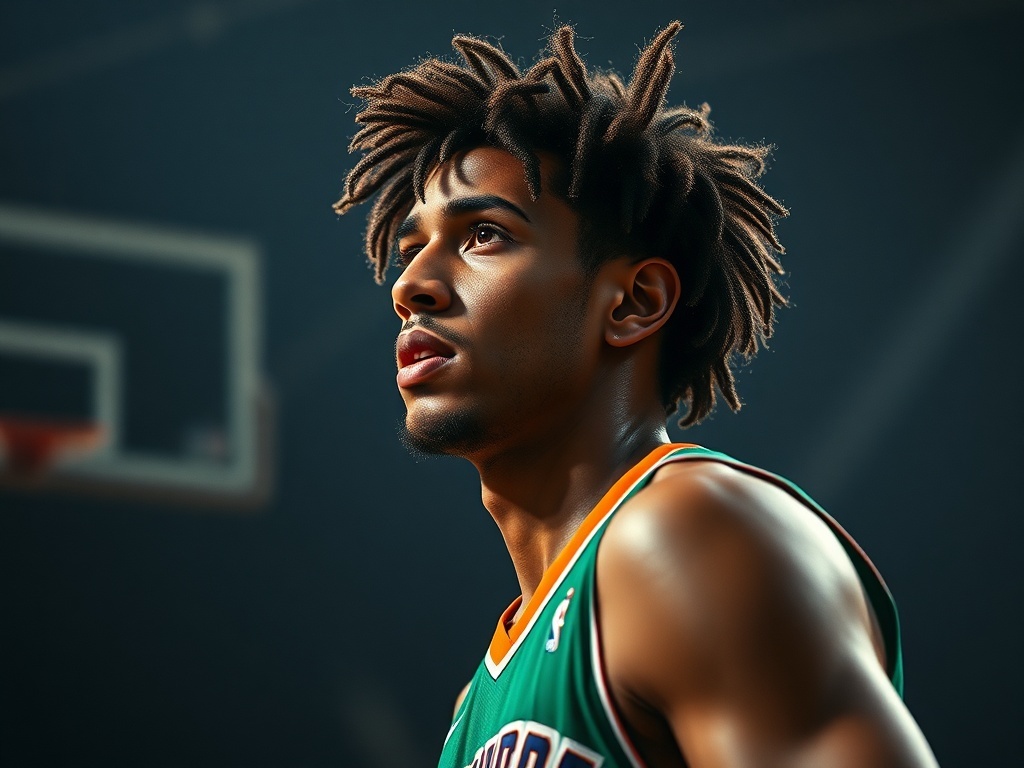 Una persona jugando al baloncesto, ilustración simple