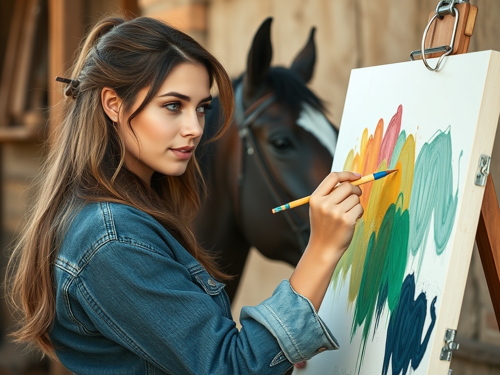 Una persona pintando, ilustración simple