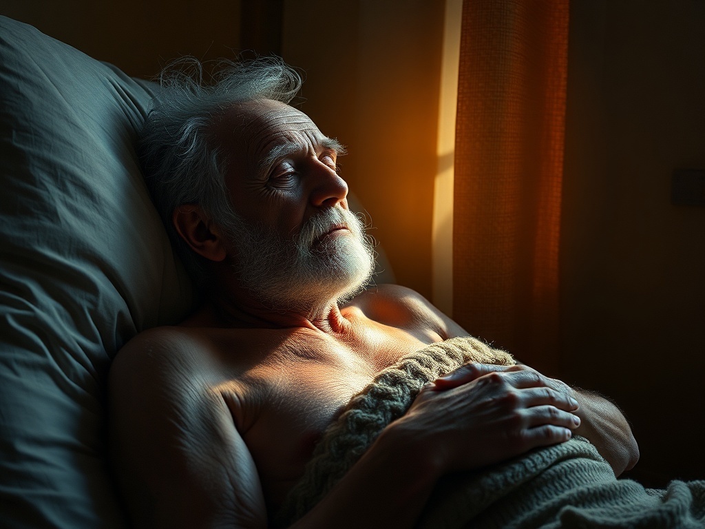 Un abuelo durmiendo, ilustración simple
