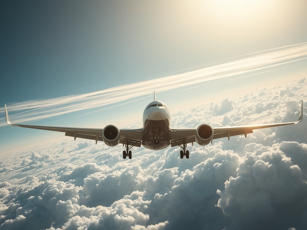 Un avión en el cielo, ilustración simple