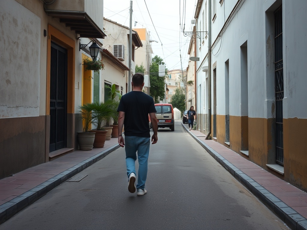 Una persona sola en la calle, ilustración simple
