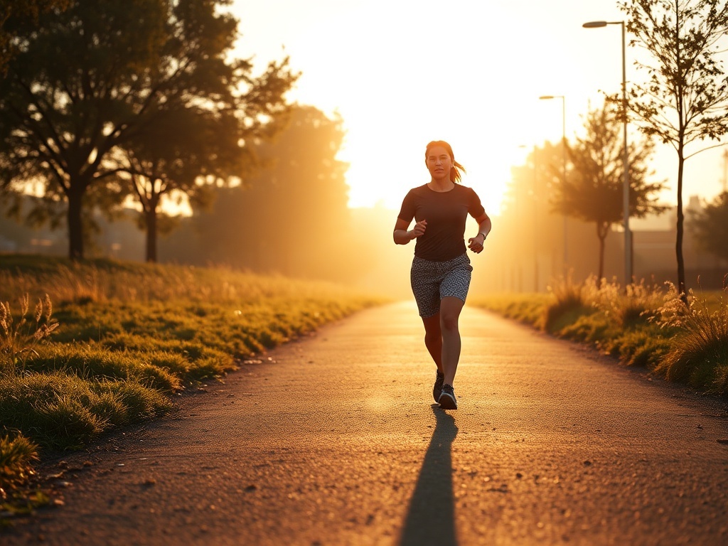Una persona haciendo footing por la mañana, ilustración simple
