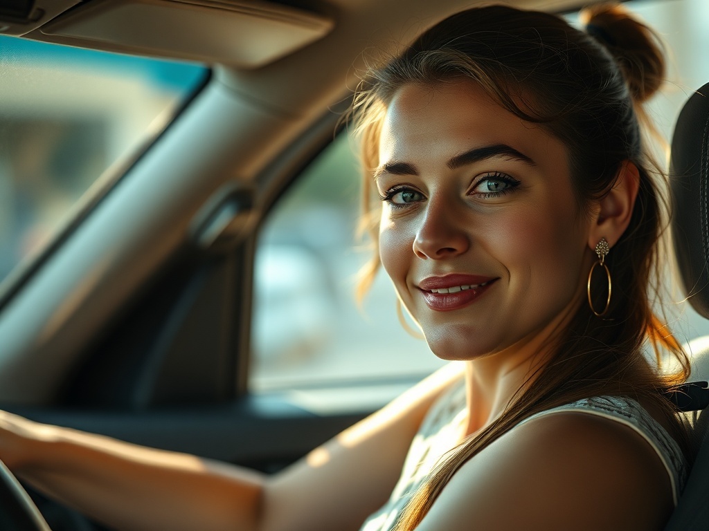 Una persona sola en coche, ilustración simple